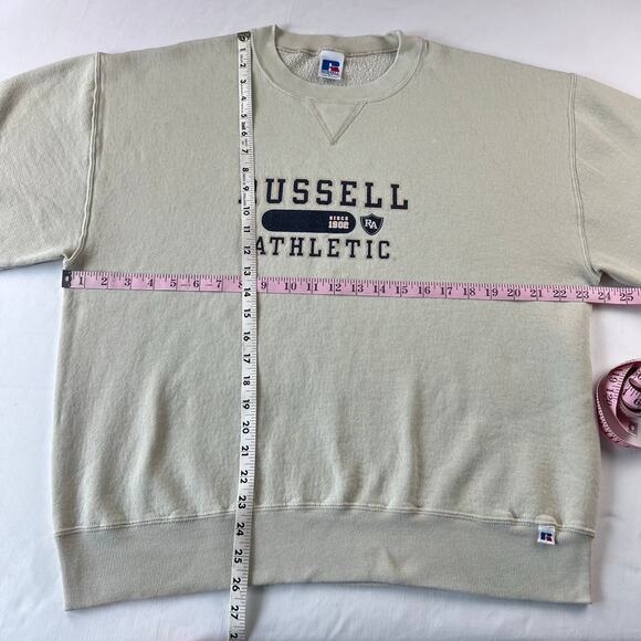 Russell Athletic Vintage Crewneck Sweatshirt Men's size Large Off White - Picture 6 of 7